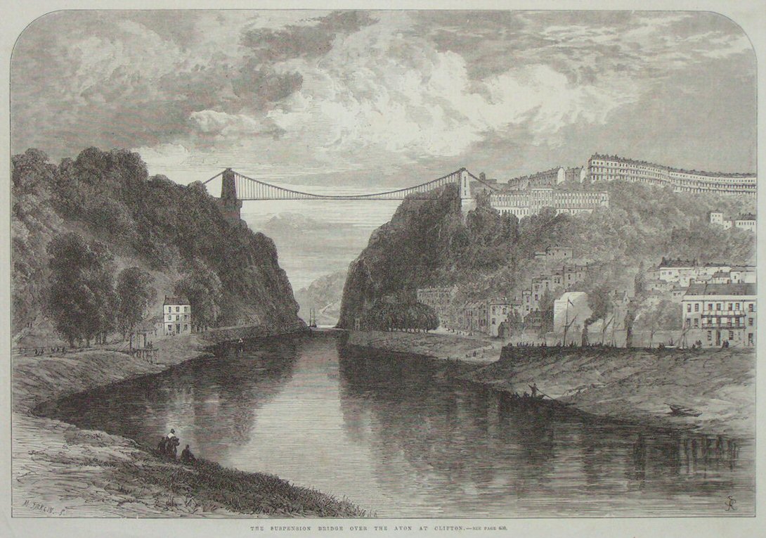Antique Prints of Clifton Suspension Bridge Bristol