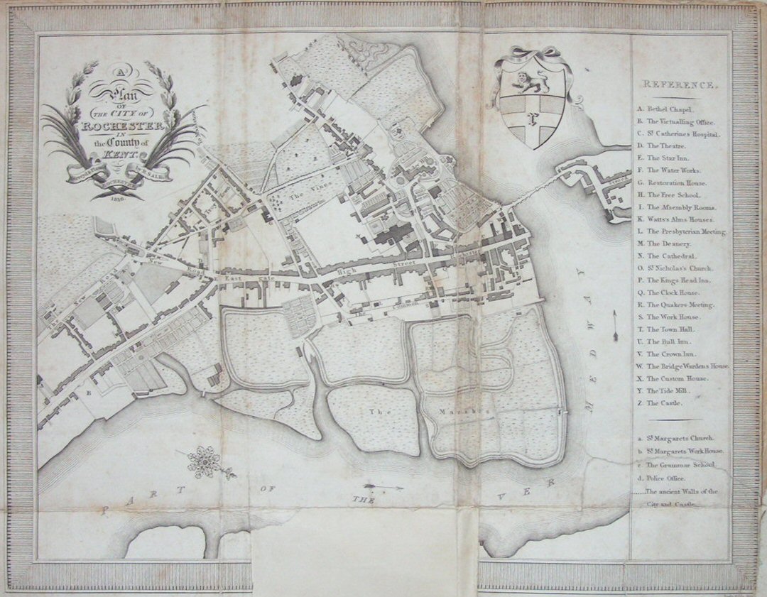 Antique Maps of Rochester in Kent