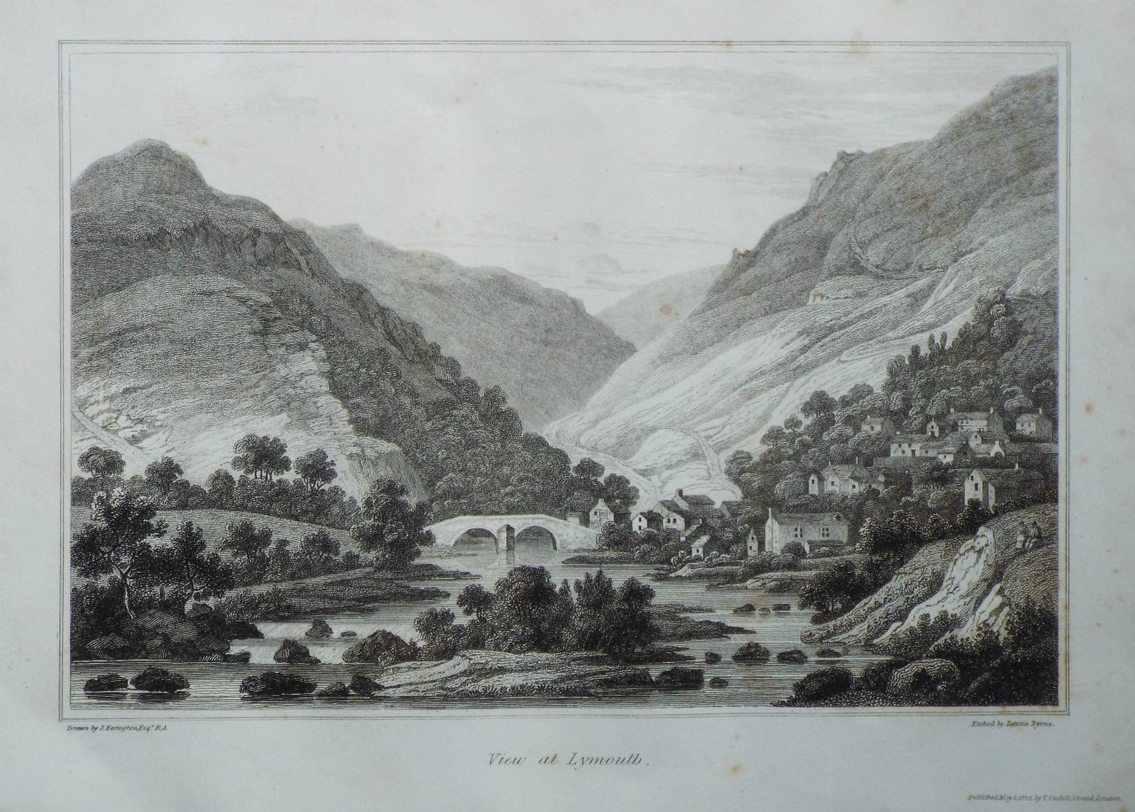 The Valley of Rocks near Linton 1829 old antique vintage print picture DEVON 