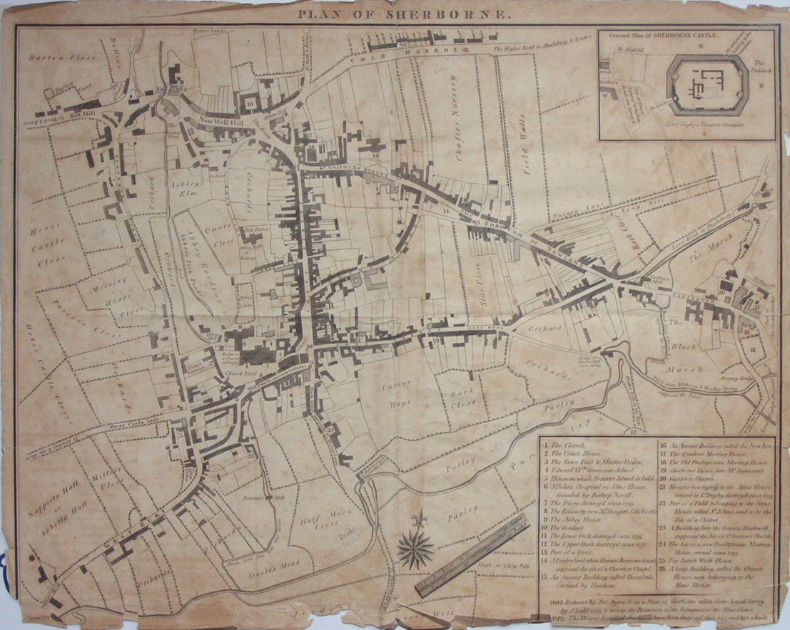 Map Of Sherborne Dorset Antique Maps Of Sherborne In Dorset