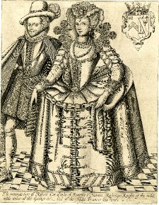Robert Carr, Earl of Somerset, and his Countess standing full-length.  c.1615
Engraving