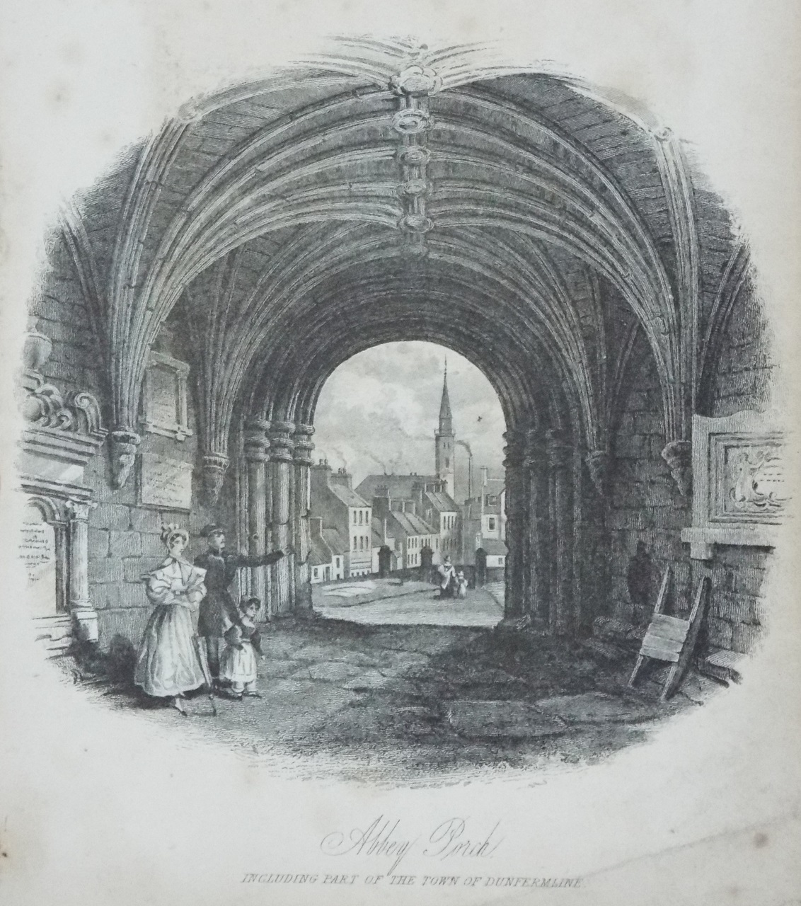 Print - Abbey Porch, including part of the Town of Dunfermline.