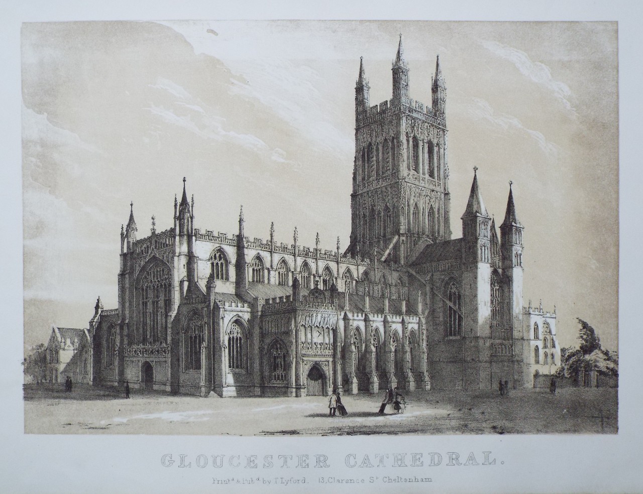 Lithograph - Gloucester Cathedral