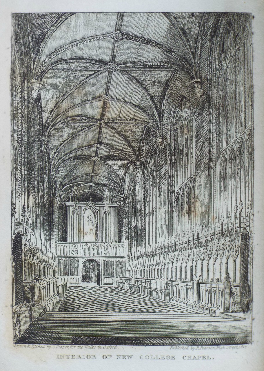 Etching - Interior of New College Chapel. - Gooper