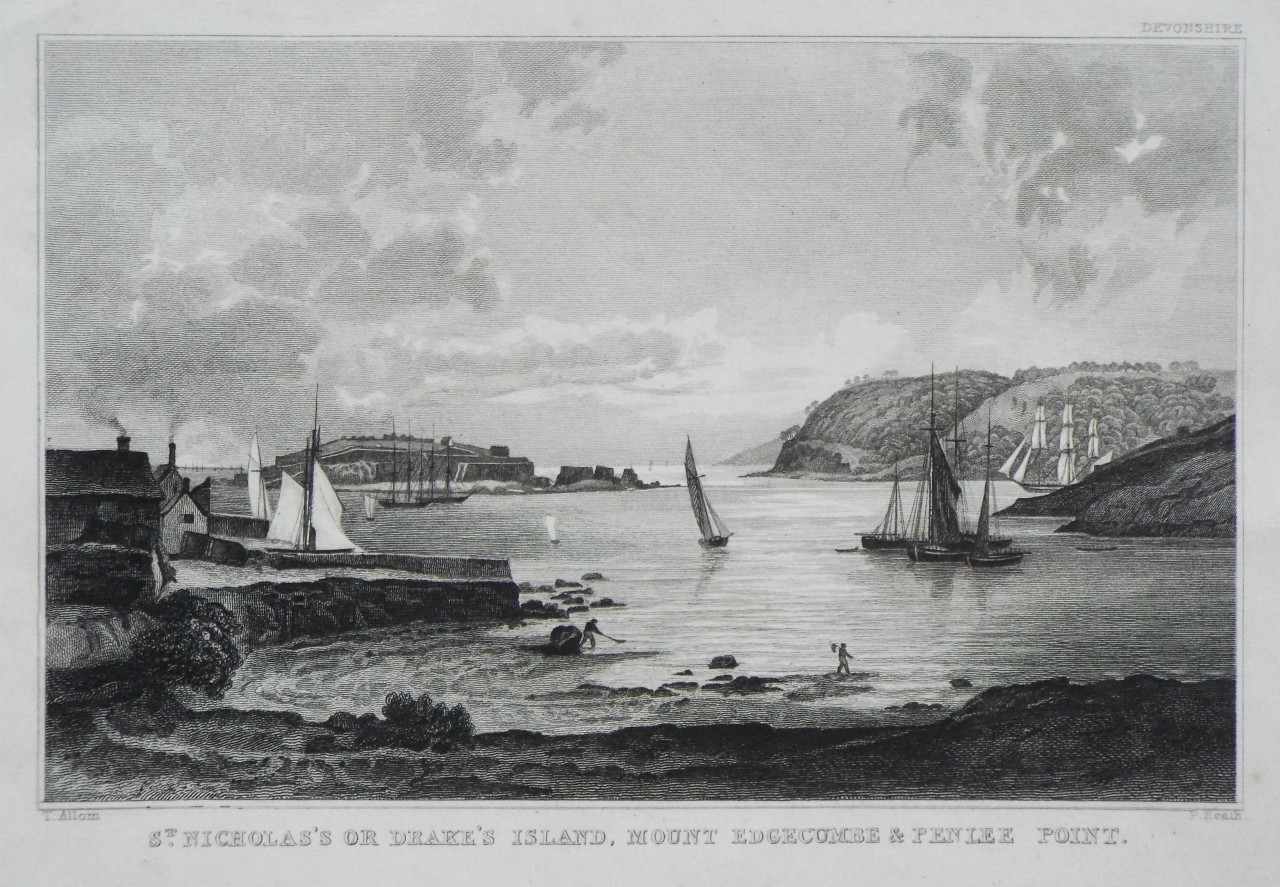 Print - St. Nicholas's or Drake's Island, Mount Edgecumbe & Penlee Point. - Heath