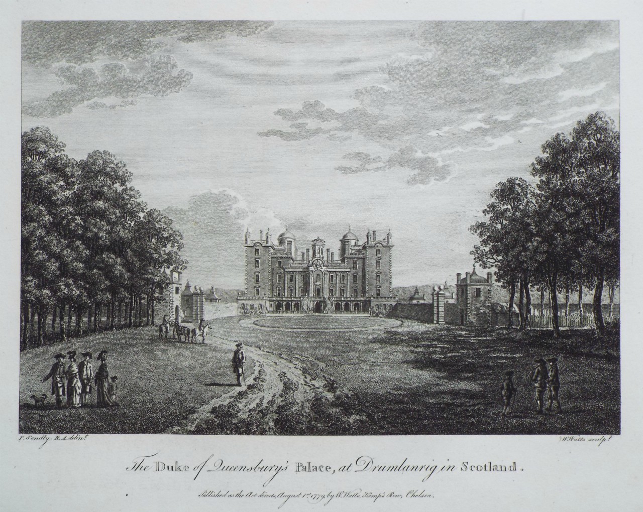 Print - The Duke of Queensbury's Palace, at Drumlanrig in Scotland - Watts