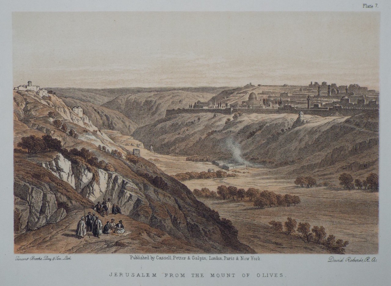 Lithograph -  Jerusalem from the Mount of Olives.