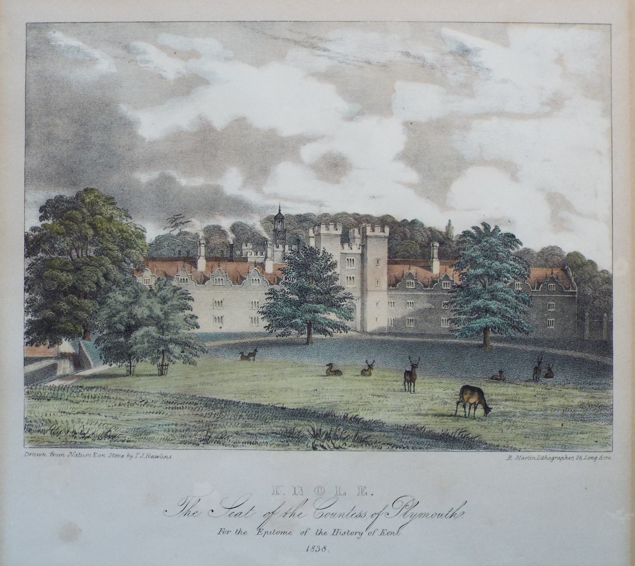 Lithograph - Knole. The Seat of the Countess of Plymouth - Rawlins