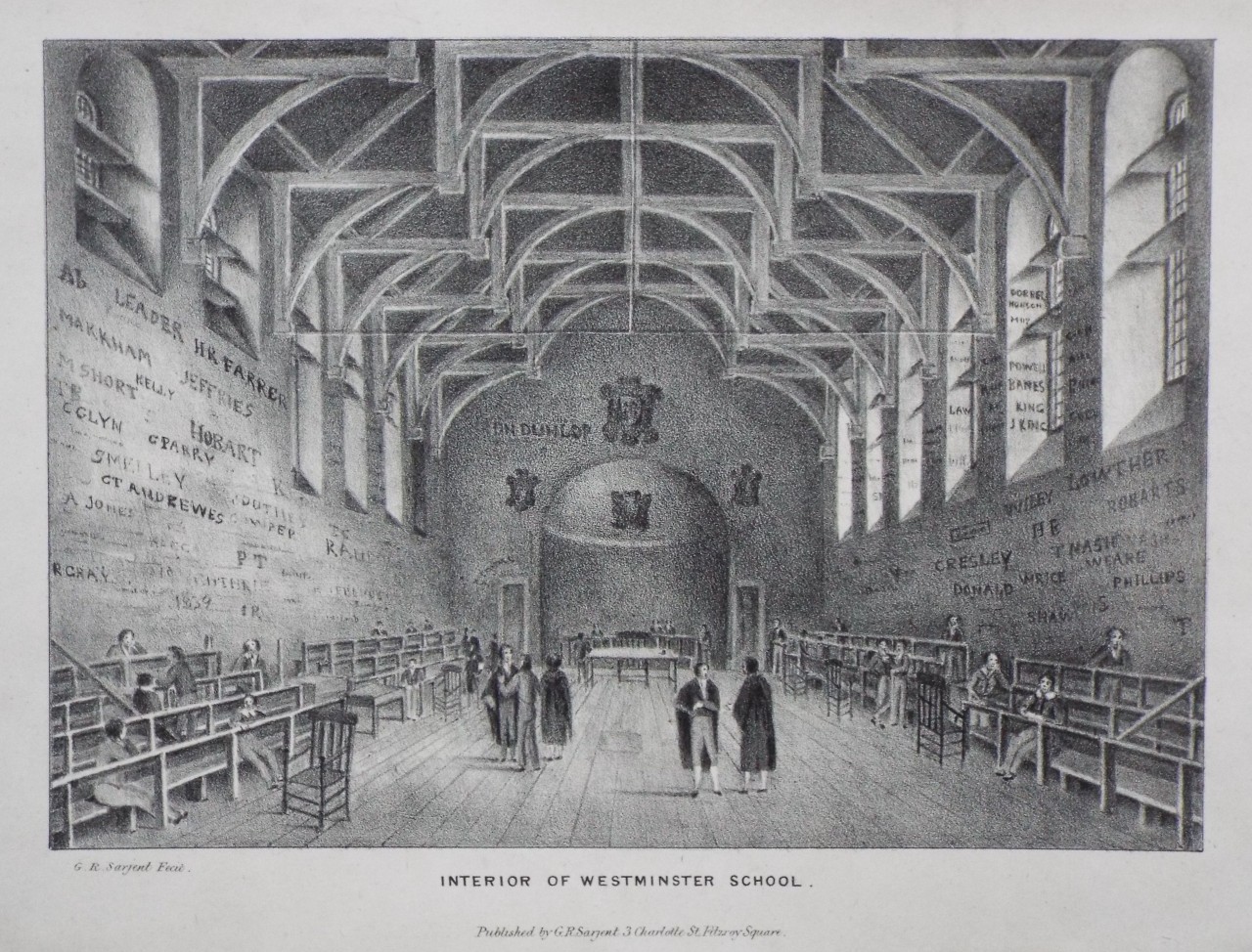 Lithograph - Interior of Westminster School. - Sarjent