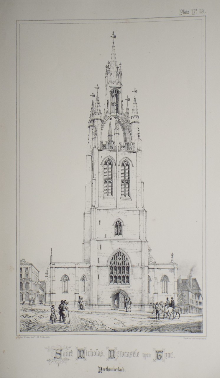 Lithograph - Saint Nicholas', Newcastle upon Tyne, Northumberland. - Butler
