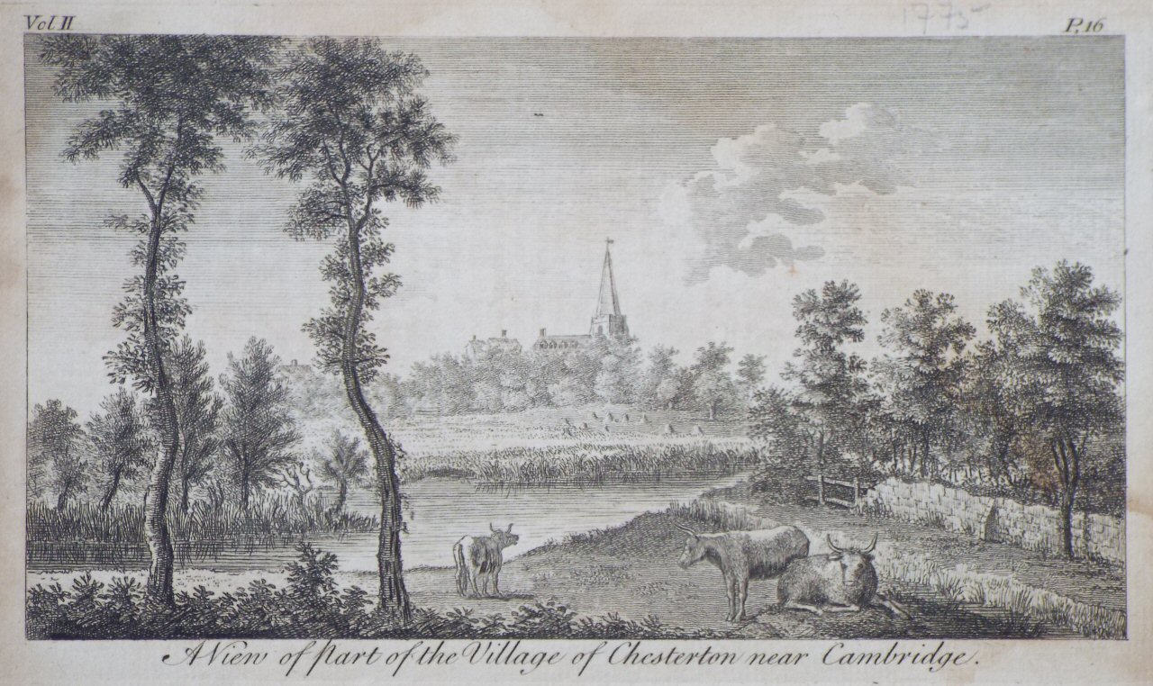 Print - A View of part of the Village of Chesterton near Cambridge.