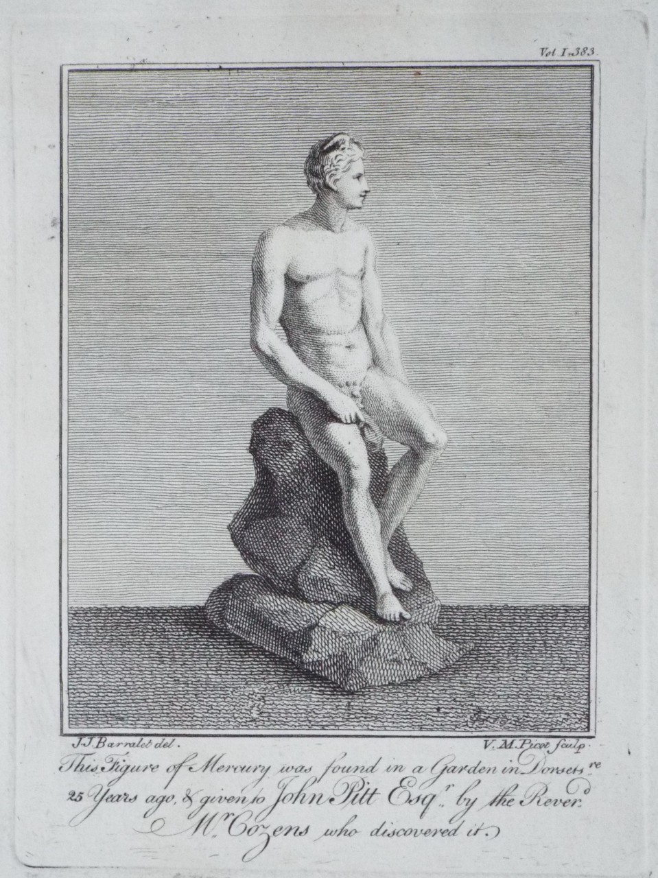 Print - This Figure of Mercury was found in a Garden in Dorsets're 25 Years ago, & given to John Pitt Esqr by the Reverd. Mr. Cozens who discovered it.