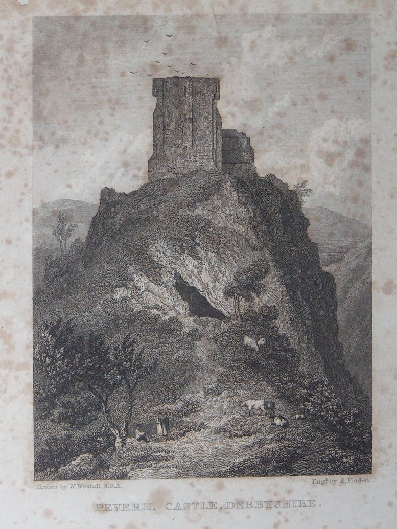 Print - Peveril Castle, Derbyshire. - Finden
