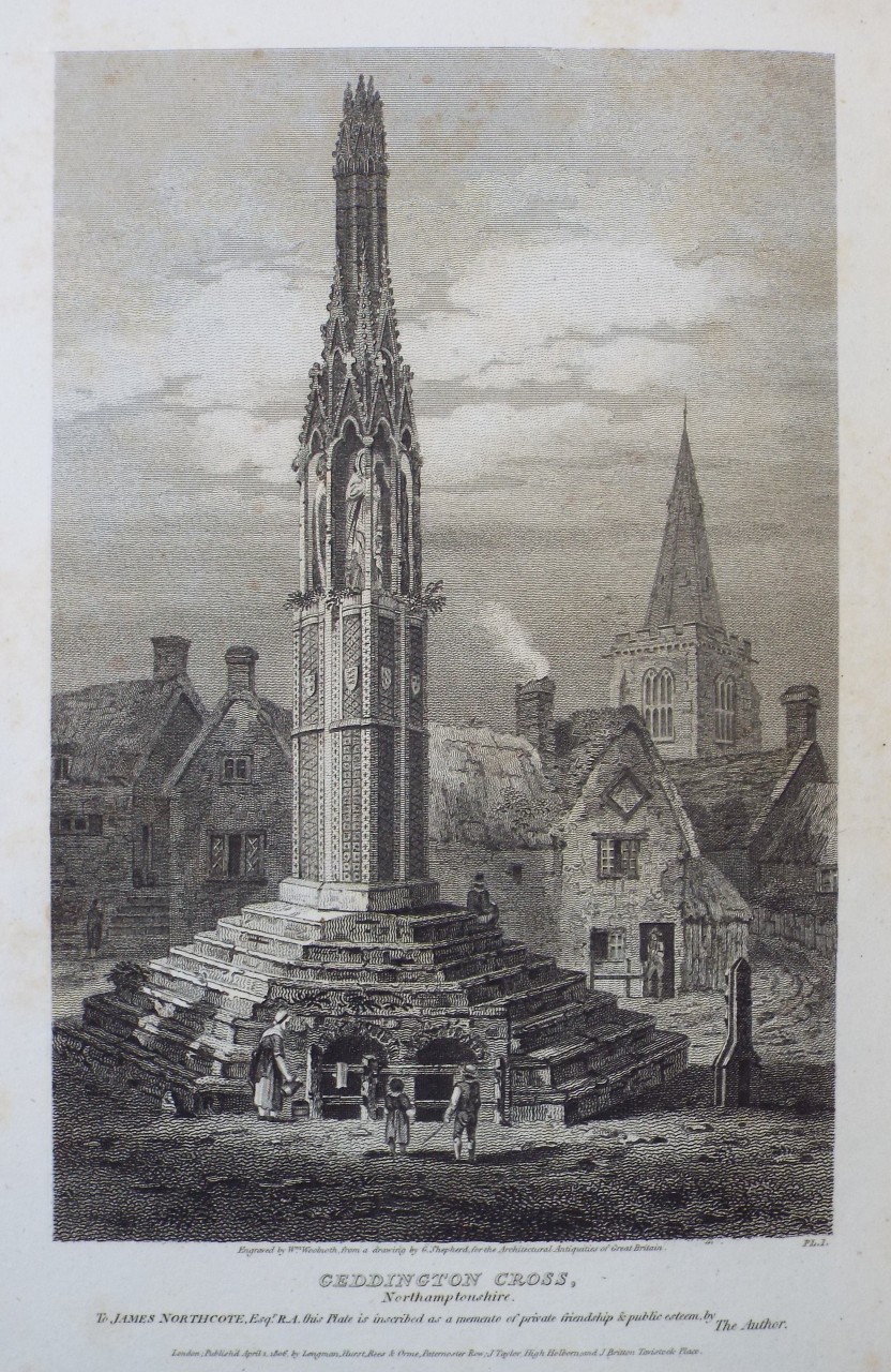 Print - Geddington Cross, Northamptonshire. - Woolnoth