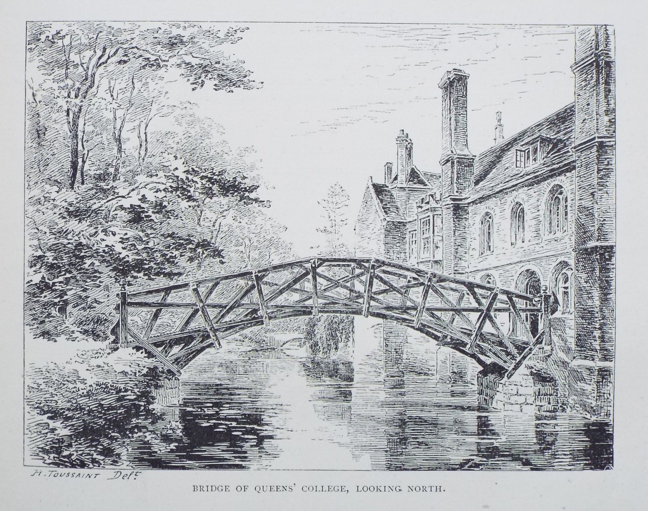 Wood - Bridge of Queens' College, looking North. - Toussaint