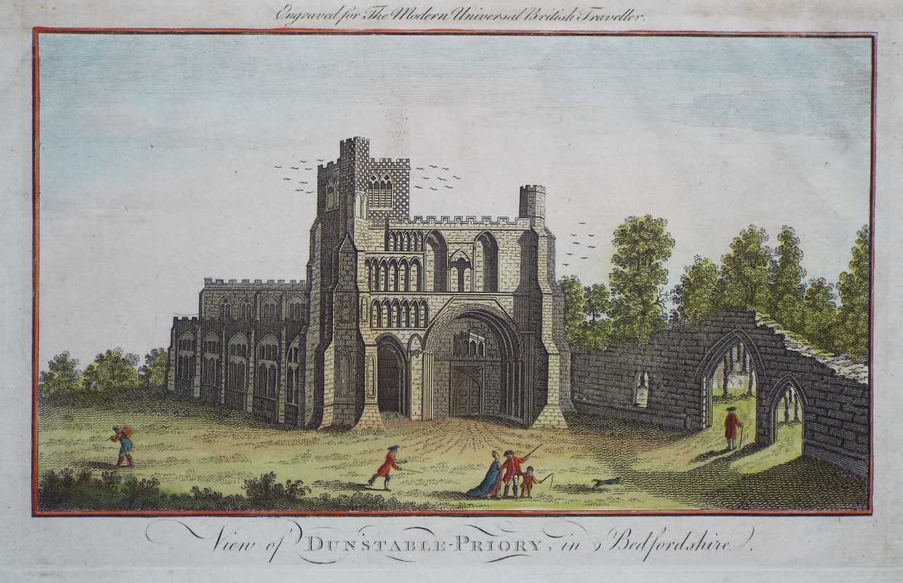 Print - View of Dunstable-Priory, in Bedfordshire.