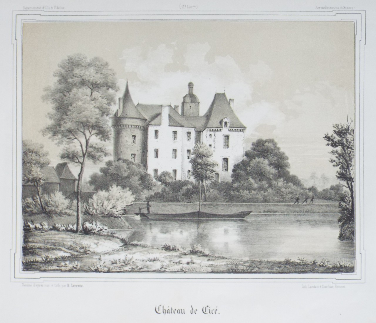 Lithograph - Chateau de Cice. - Lorette