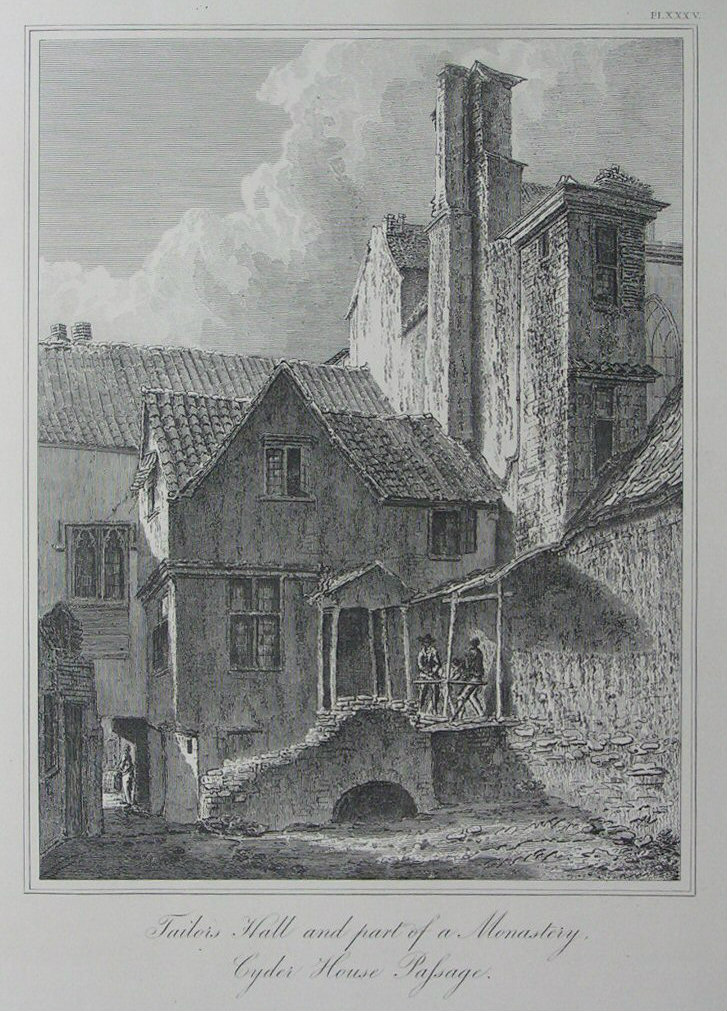 Etching - Tailors Hall and part of a Monastery, Cyder House Passage. - Skelton