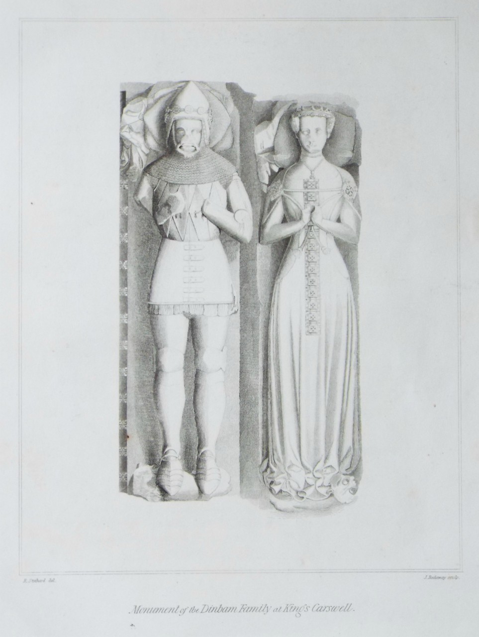 Print - Monument of the Dinham Family at Kings Carswell. - Radaway