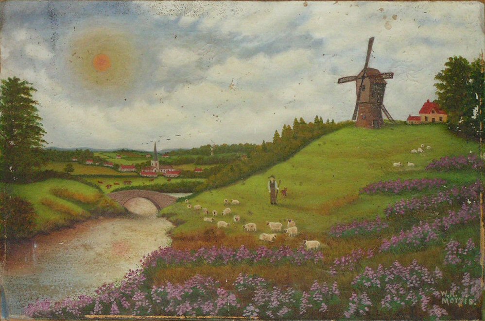 Oil painting - The Old Mill on the Hill