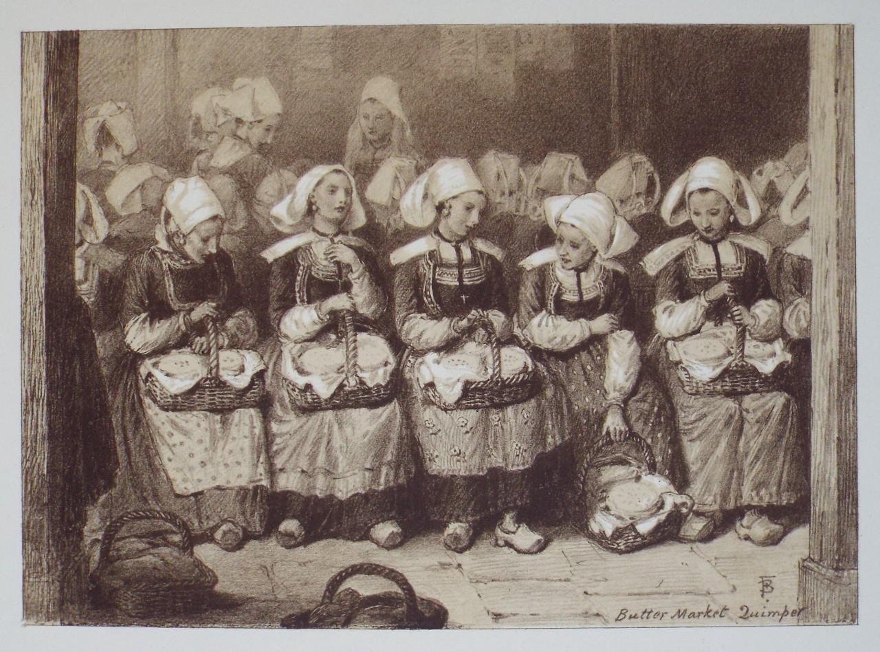 Lithograph - Butter Market. Quimper. - Foster