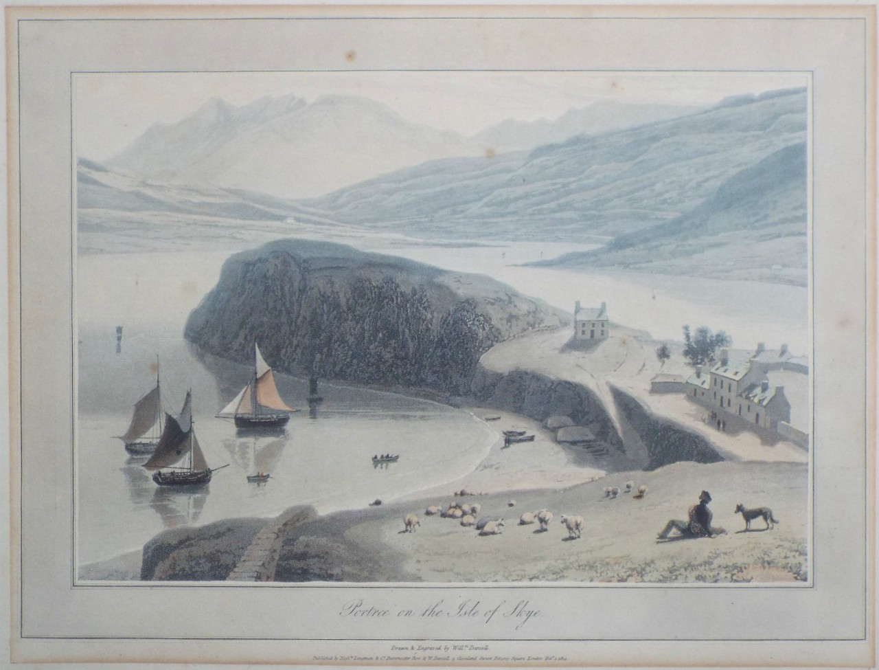 Aquatint - Portree on the Isle of Skye. - Daniell