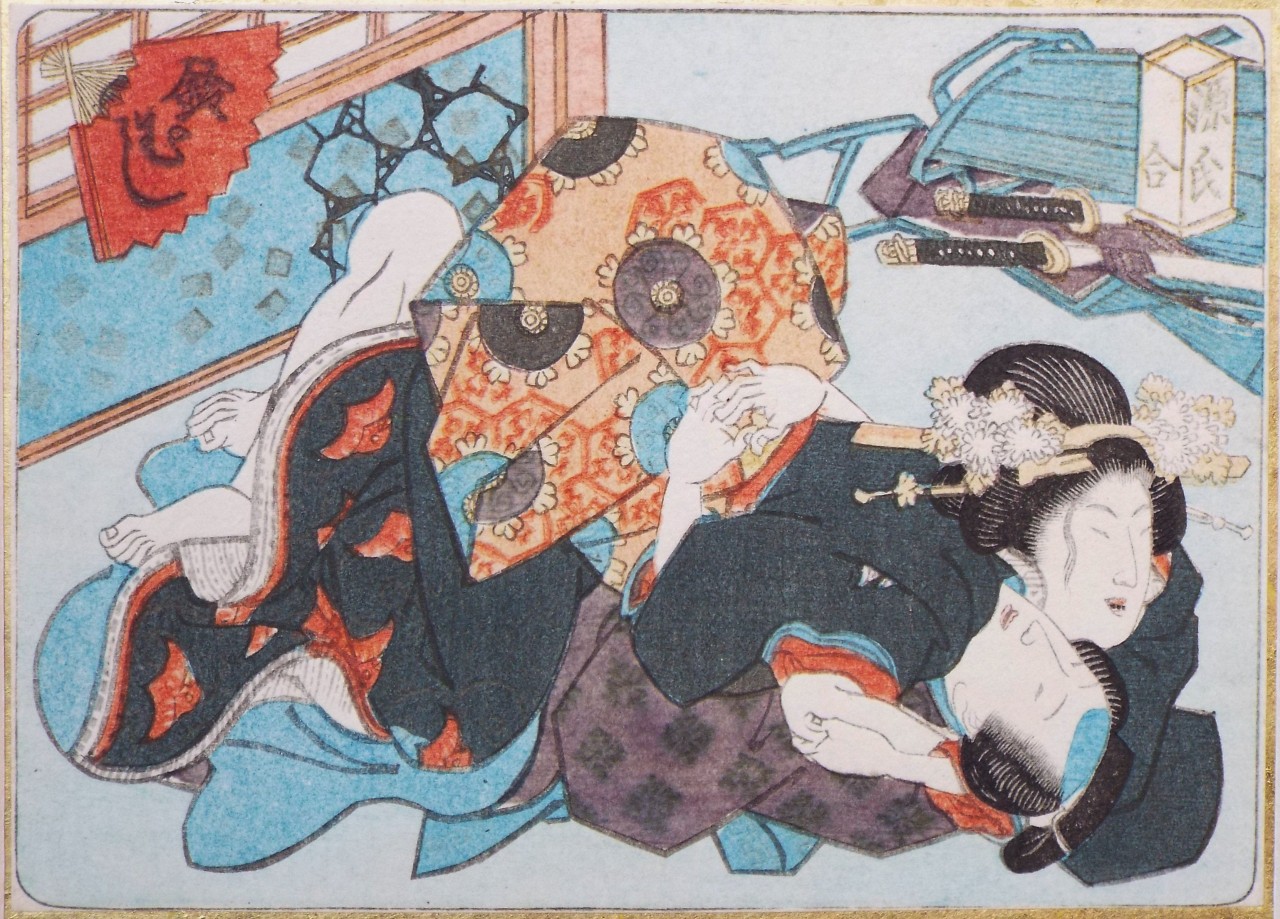 Ukiyo-e - One of a set of four Shunga woodblocks