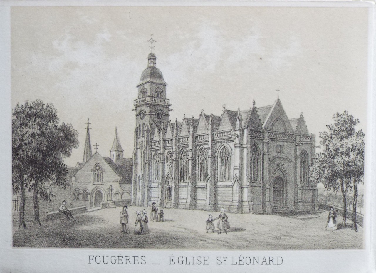 Lithograph - Fougeres - Eglise St. Leonard