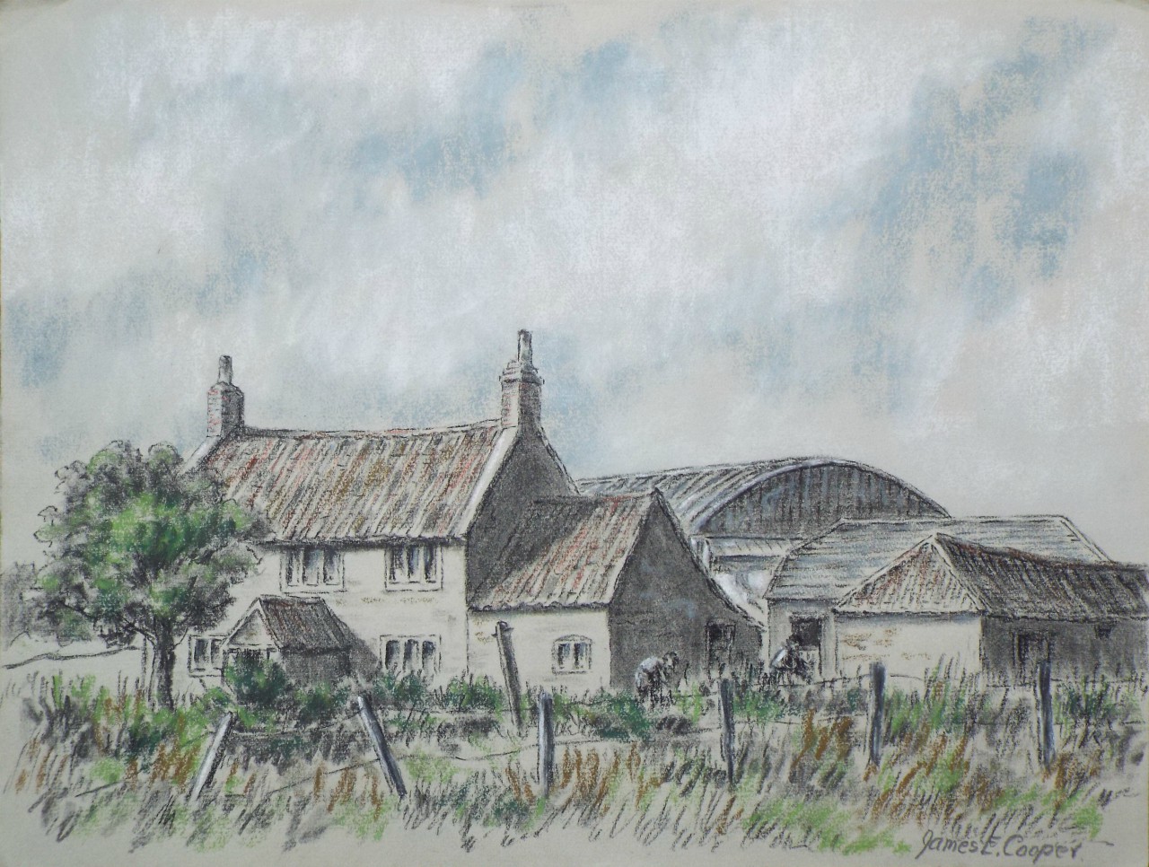 Watercolour and Pastel - A Farm in the Mendips Coleford