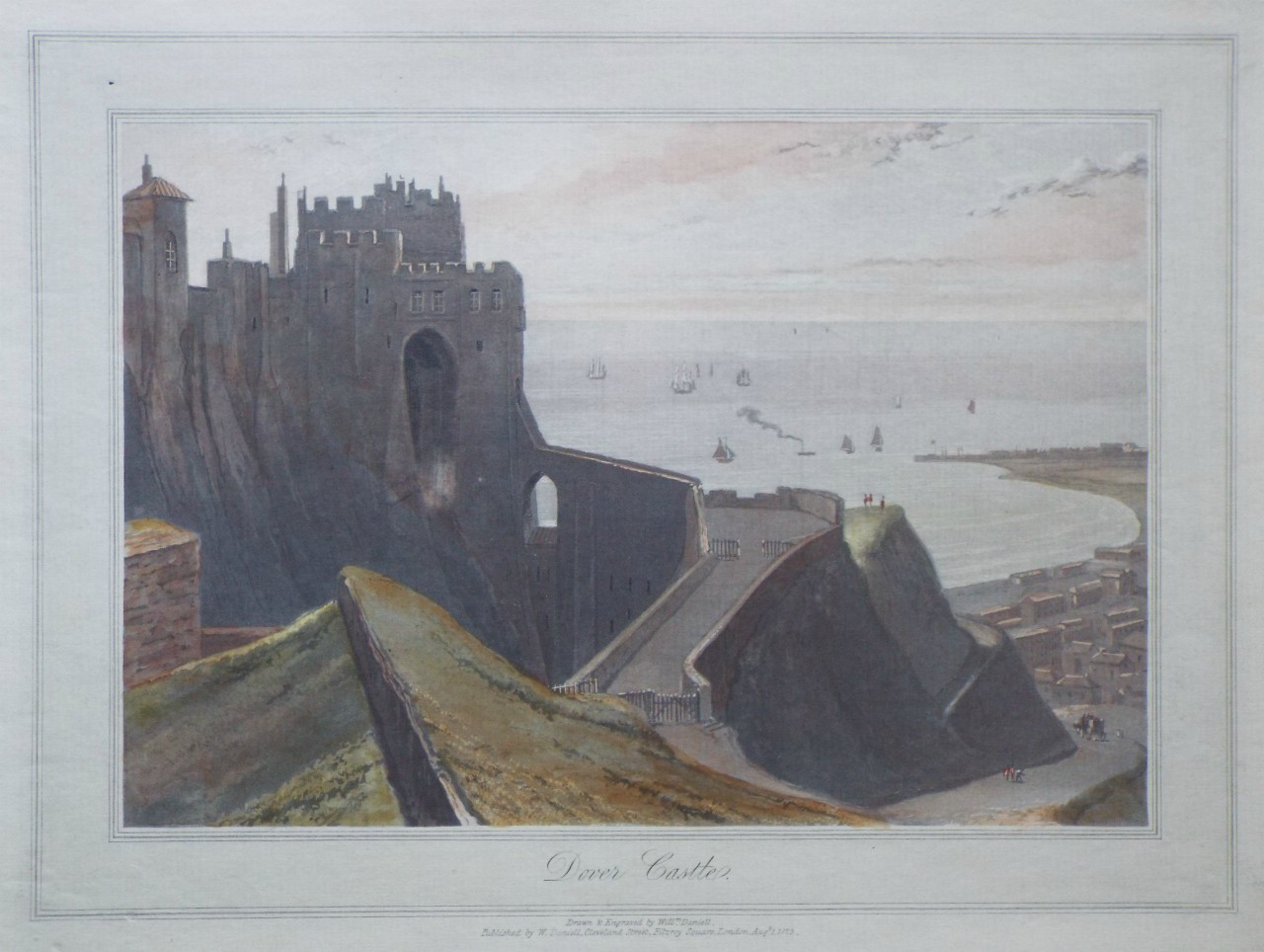 Aquatint - Dover Castle. - Daniell