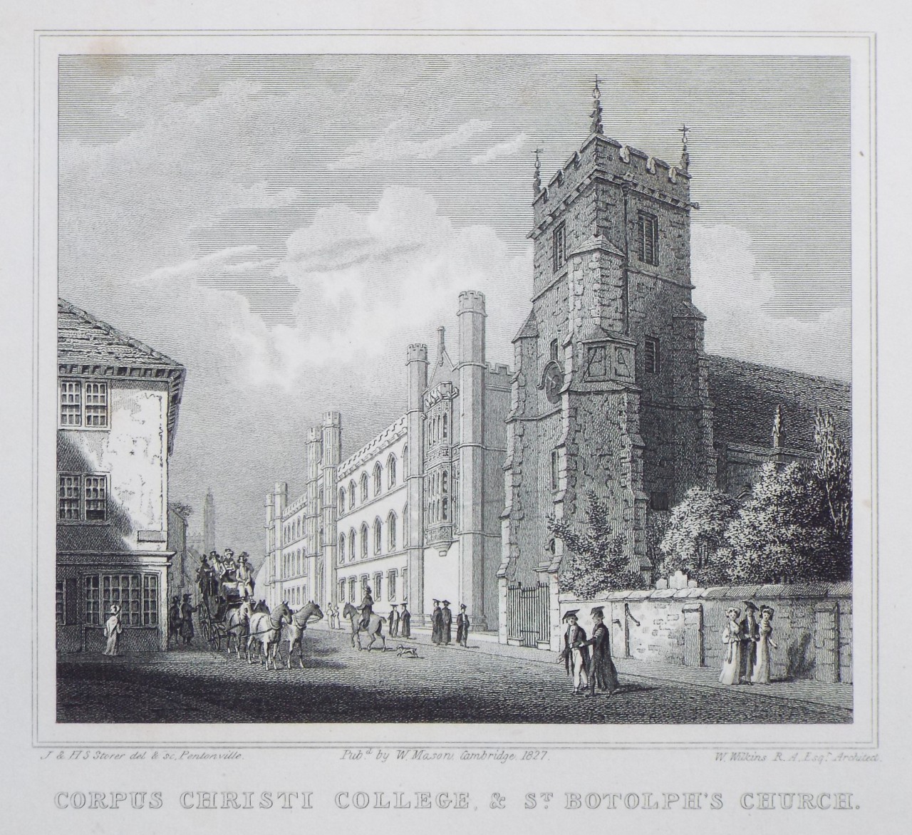 Print - Corpus Christi College, & St. Botolph's Church. - Storer