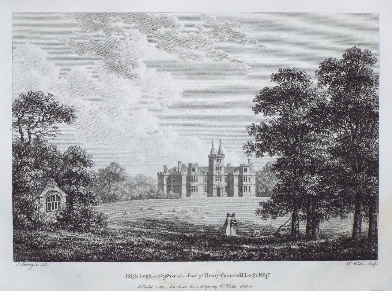 Print - High Legh in Cheshire, the Seat of Henry Cornwall Legh Esqr. - Watts