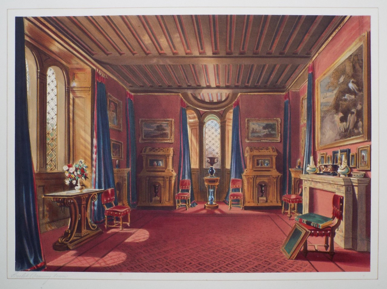 Chromo-lithograph - The Scarlet Drawing Room. - Richardson