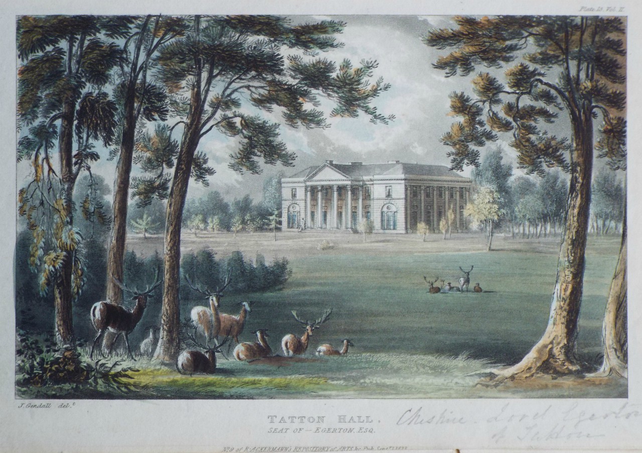 Aquatint - Tatton Hall, Seat of - Egerton Esq.