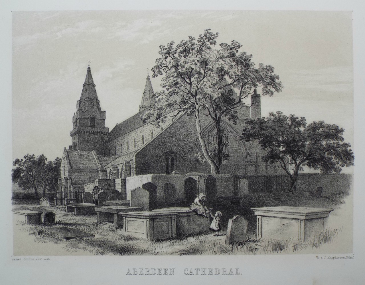 Lithograph - Aberdeen Cathedral. - Gordon