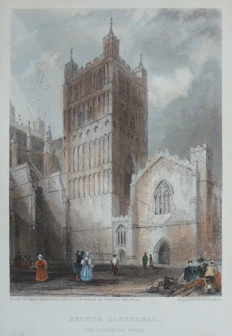Print - Exeter Cathedral. The Southern Tower - Winkles