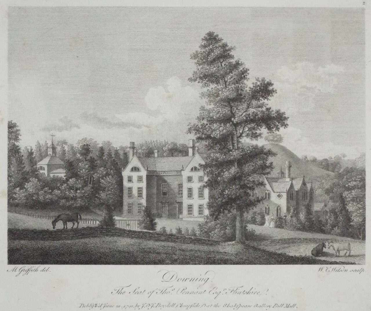 Print - Downing. The Seat of Thos. Pennant Esqr. Flintshire. - Wilson