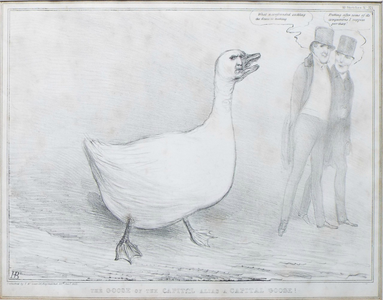 Lithograph - 371: The Goose of the Capitol Alia a Capital Goose.