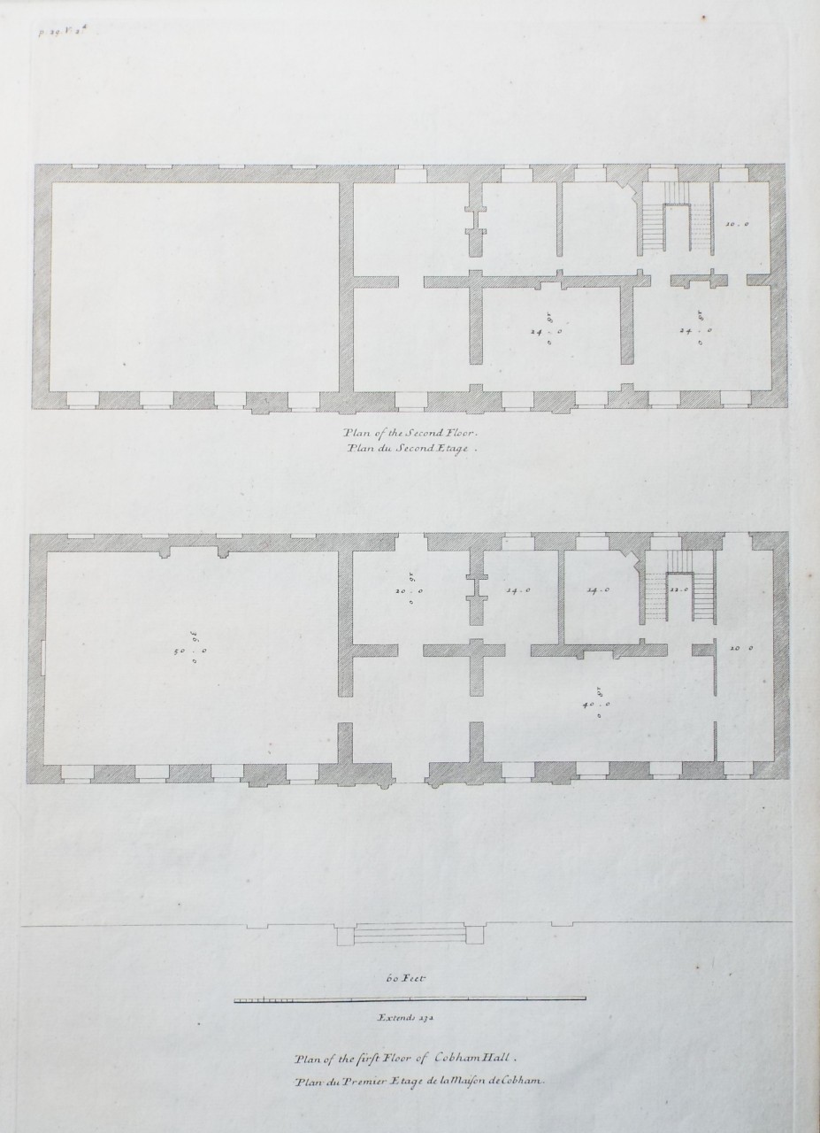 Print - Plan of the First Floor of Cobham Hall. Plan of the Second Floor.