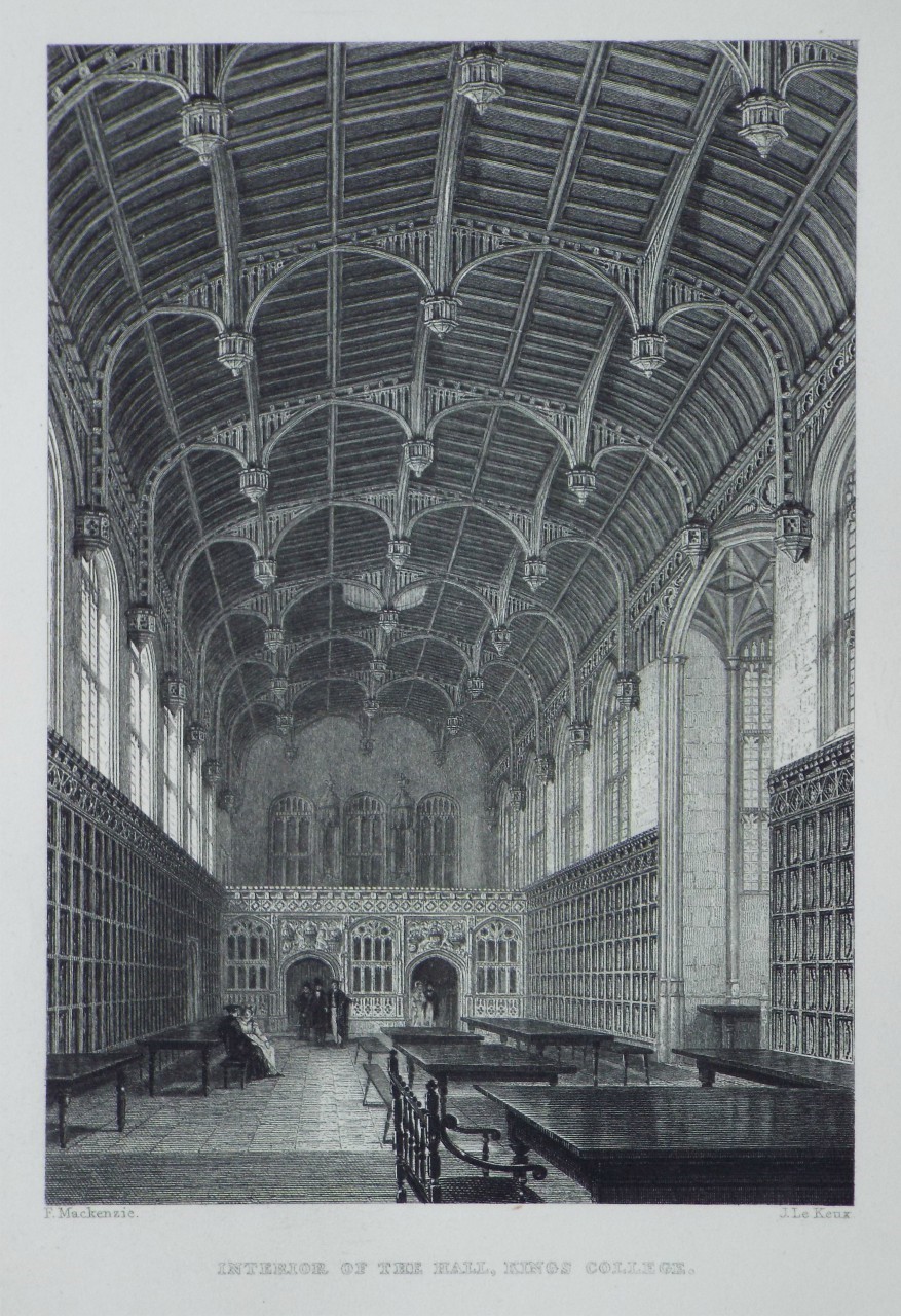 Print - Interior of the Hall, Kings College. - Le