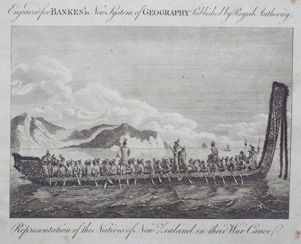 Print - Representation of the Natives of New Zealand in their War Canoe.