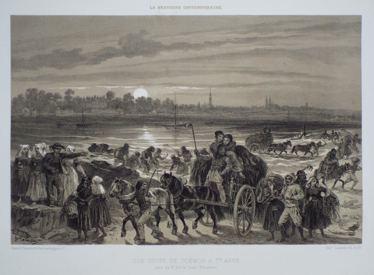 Lithograph - Une Coupe de Goemon a Ste. Anne, pres de St. Pol-de Leon. (Finistere) - Lalaise