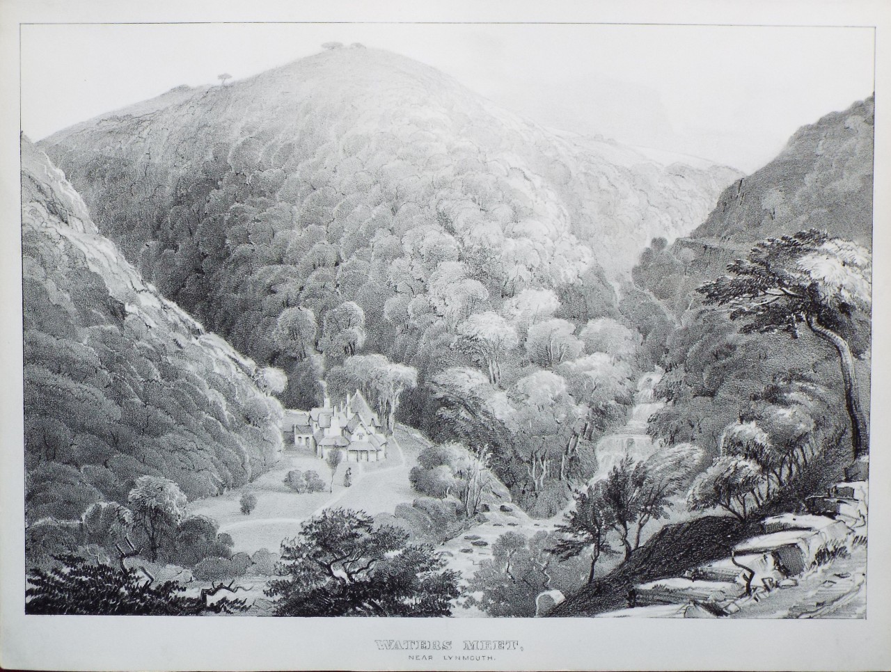 Lithograph - Waters Meet, near Lynmouth.