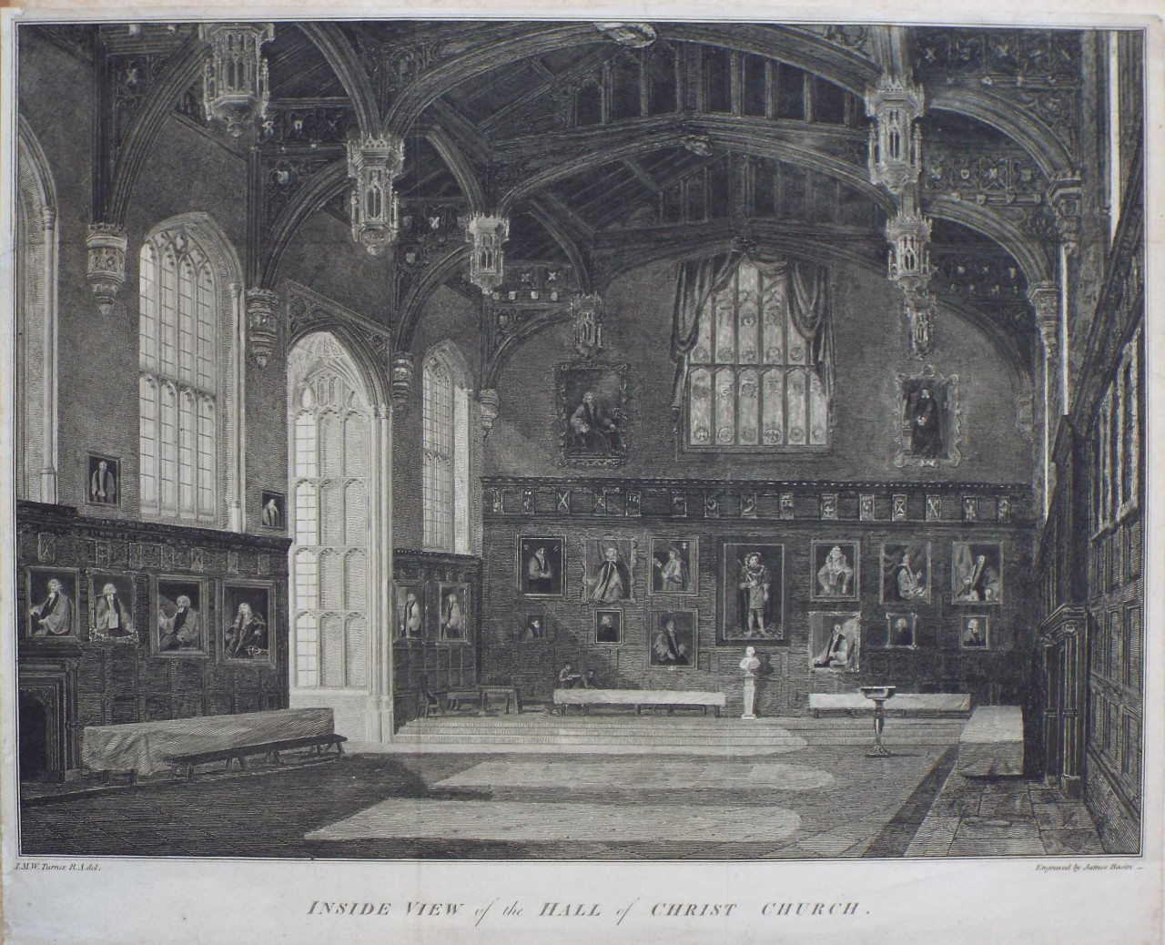 Print - Inside View of the Hall of Christ Church. - Basire