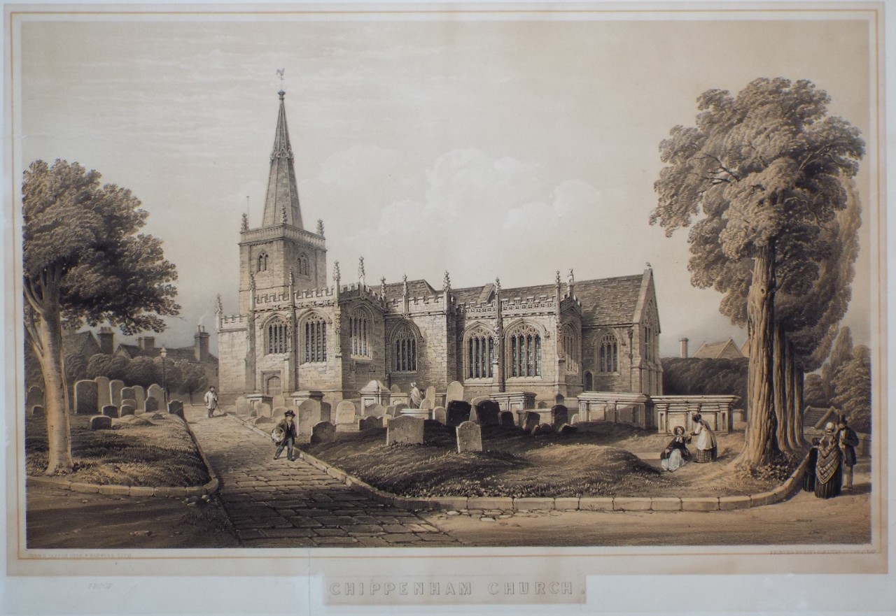 Lithograph - Chippenham Church. - Bedford