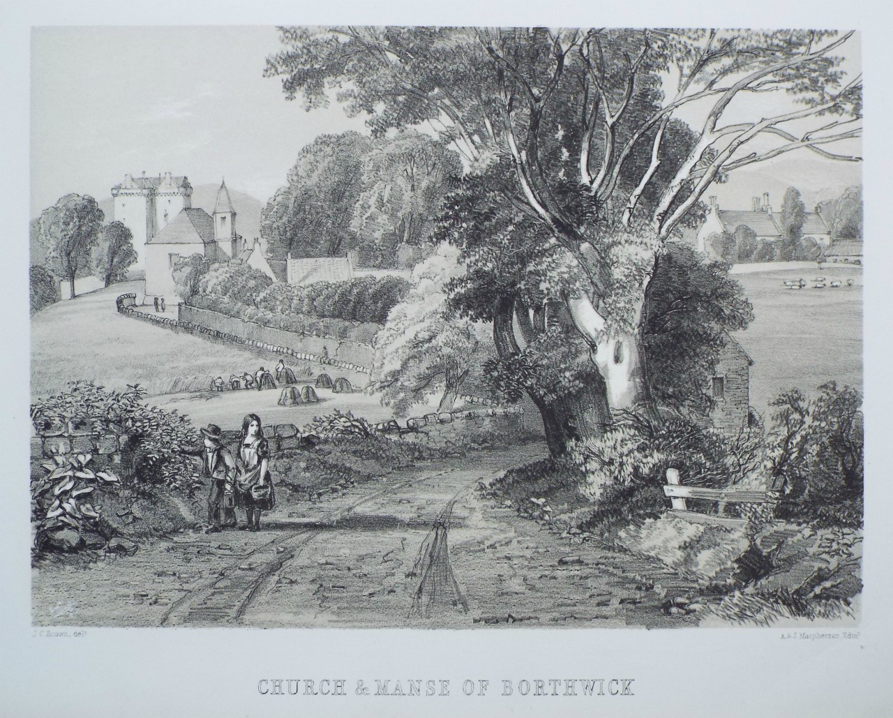 Lithograph - Church & Manse of Borthwick