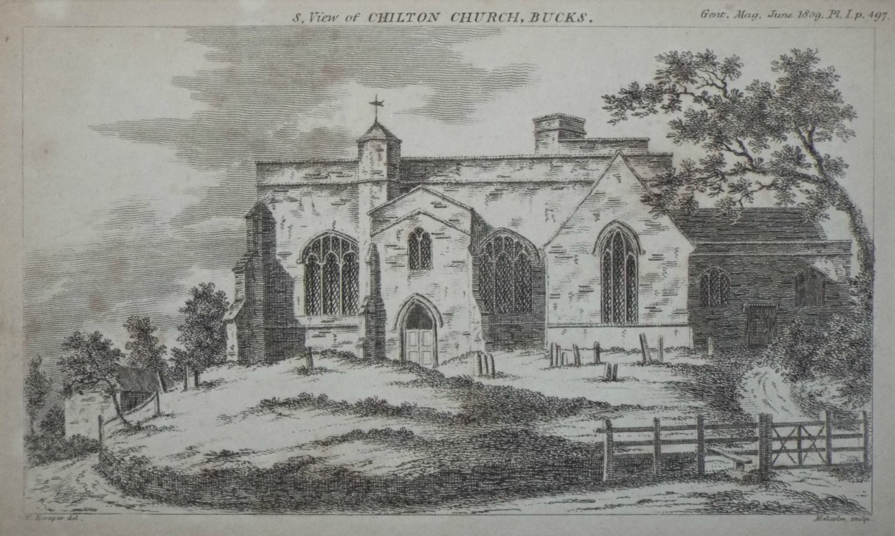 Print - S. View of Chilton Church, Bucks. - 