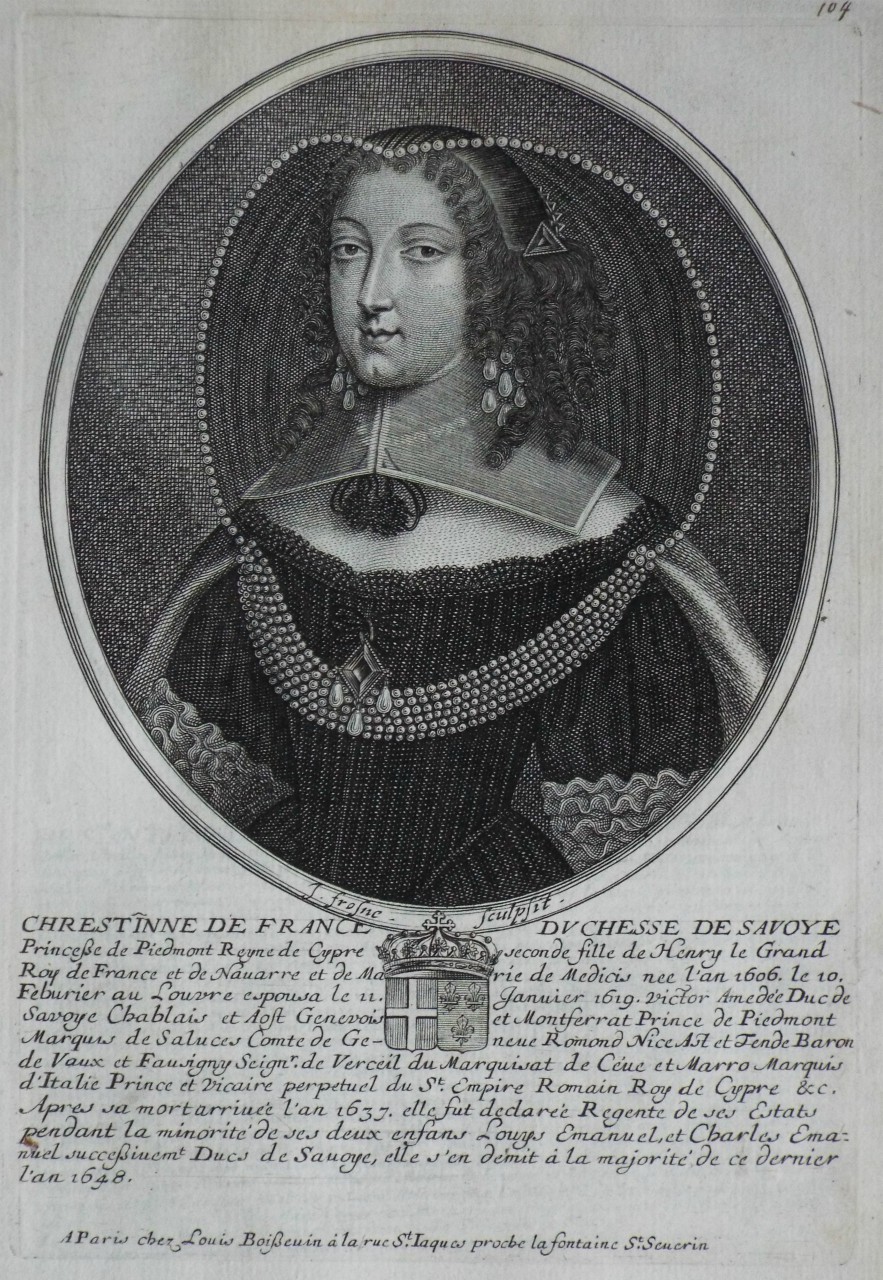 Print - Chrestinne de France Duchess de Savoye