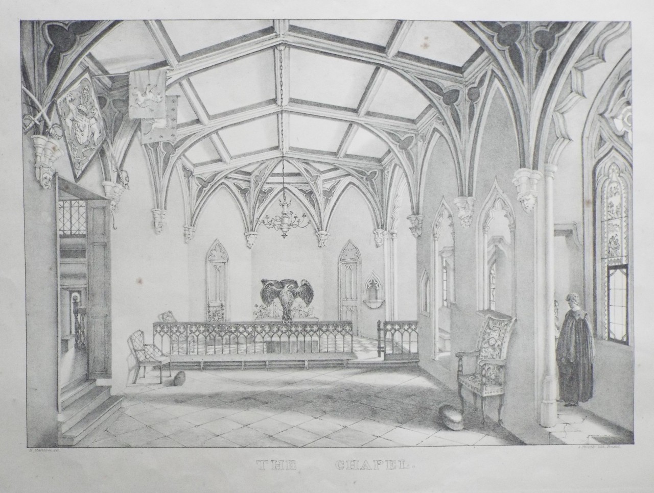 Lithograph - The Chapel. (of Berkeley Castle) - Marklove
