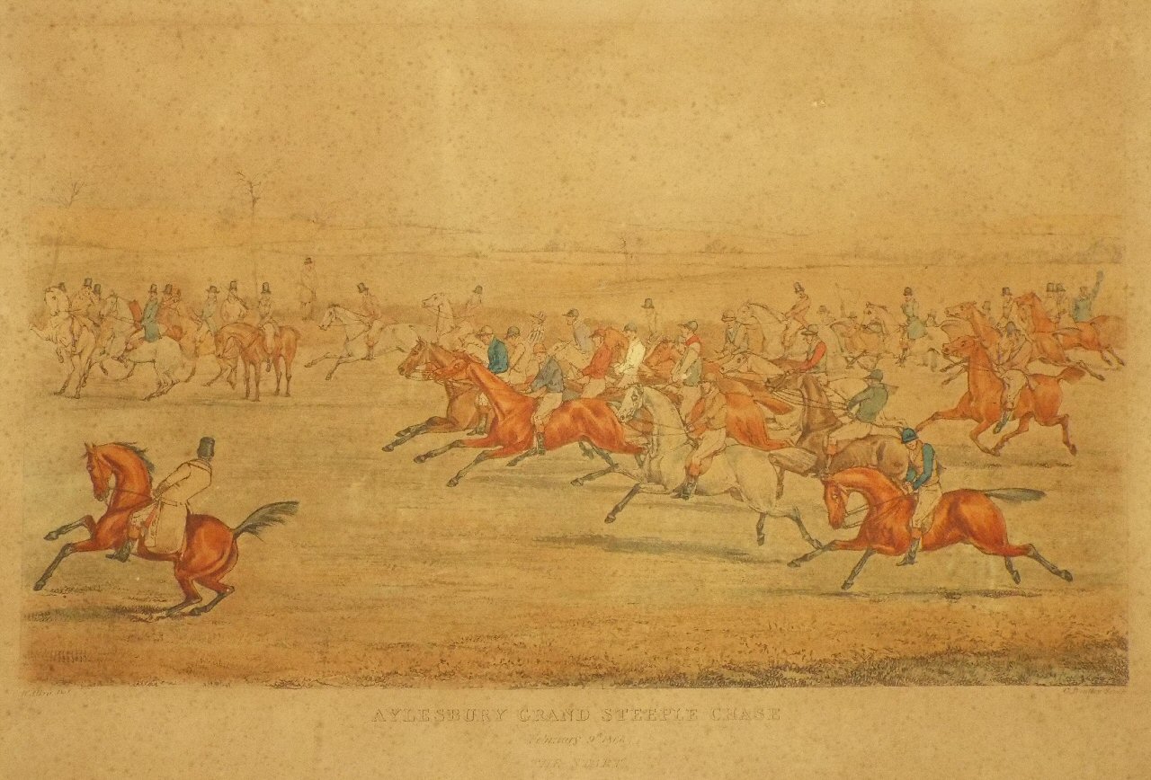 Aquatint - Aylesbury Grand Steeplechase. February 9th 1866 The Start - Alken